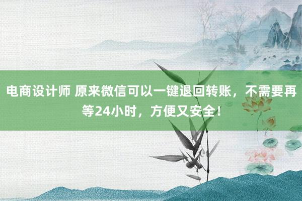 电商设计师 原来微信可以一键退回转账，不需要再等24小时，方便又安全！