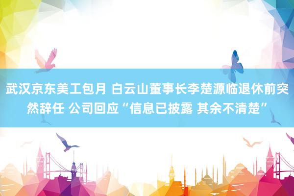 武汉京东美工包月 白云山董事长李楚源临退休前突然辞任 公司回应“信息已披露 其余不清楚”