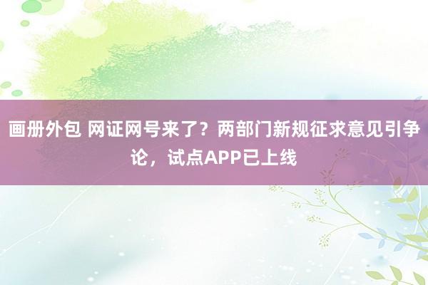 画册外包 网证网号来了？两部门新规征求意见引争论，试点APP已上线